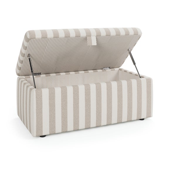 Box Chest Boucle Stripe Storage Footstool
