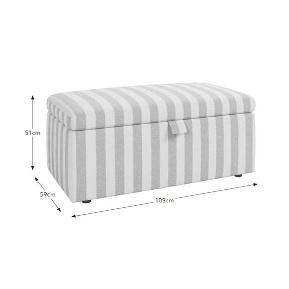 Box Chest Boucle Stripe Storage Footstool